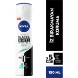 Nivea Black&White Invisible Fresh Pudrasız Ter Önleyici Antiperspirant Sprey Kadın Deodorant 150 ml