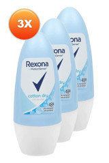 Rexona Cotton Dry Pudrasız Ter Önleyici Antiperspirant Roll-On Kadın Deodorant 3x50 ml