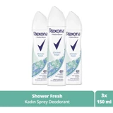 Rexona Shower Fresh Pudrasız Ter Önleyici Antiperspirant Sprey Kadın Deodorant 3x150 ml