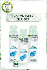 Garnier Mineral Saf & Temiz Pudrasız Ter Önleyici Antiperspirant Sprey Unisex Deodorant 3x150 ml