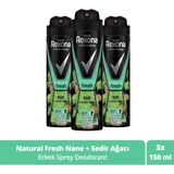 Rexona Men Naturel Fresh Pudrasız Ter Önleyici Antiperspirant Sprey Erkek Deodorant 3x150 ml