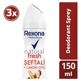 Rexona Natural Fresh Pudrasız Ter Önleyici Antiperspirant Sprey Kadın Deodorant 3x150 ml