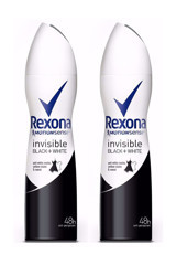 Rexona Invisible Black+White Pudrasız Ter Önleyici Antiperspirant Sprey Kadın Deodorant 2x150 ml