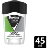 Rexona Clinical Protection Cream Active Fresh Pudrasız Ter Önleyici Antiperspirant Stick Erkek Deodorant 45 ml