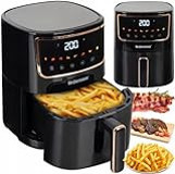 Heckermann Airfryer 4.7 lt Tek Hazneli Led Ekranlı Yağsız Sıcak Hava Fritözü Siyah