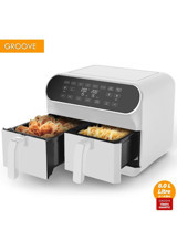 Groove Max Plus Airfryer 8 lt İki Hazneli Led Ekranlı Yağsız Sıcak Hava Fritözü Siyah