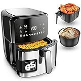 Vandenberg Airfryer 5.5 lt Tek Hazneli Led Ekranlı Yağsız Sıcak Hava Fritözü İnox