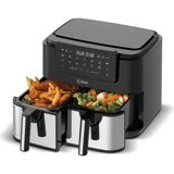 Kiwi KAF-5552 Airfryer 11 lt İki Hazneli Led Ekranlı Yağsız Sıcak Hava Fritözü İnox