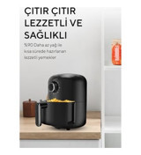 Kumtel HAF-05 Airfryer 2 lt Tek Hazneli Izgara Yapan Led Ekranlı Yağsız Sıcak Hava Fritözü Siyah