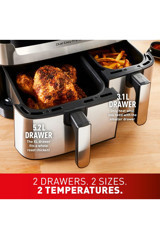 Tefal Dual Easy Fry & Grill Airfryer 8.3 lt İki Hazneli Led Ekranlı Yağsız Sıcak Hava Fritözü Gri