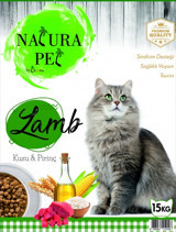 Natura Pet Kuzu Etli Pirinçli Tahıllı Yetişkin Kuru Kedi Maması 15 kg