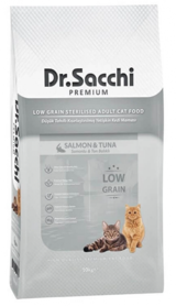 Dr.Sacchi Somonlu Kısırlaştırılmış Tahıllı Yetişkin Kuru Kedi Maması 10 kg