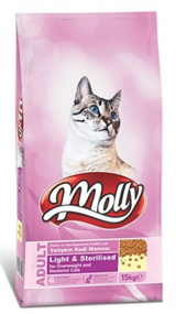Molly Tavuklu Kısırlaştırılmış Tahıllı Yetişkin Kuru Kedi Maması 15 kg