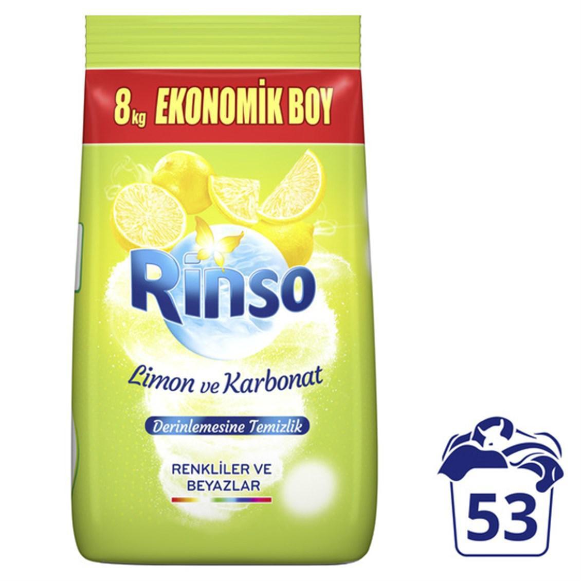Rinso Limon Renkliler ve Beyazlar İçin 53 Yıkama Toz Deterjan 8 kg