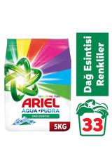Ariel Aqua Pudra Dağ Esintisi Renkliler İçin 33 Yıkama Toz Deterjan 5 kg