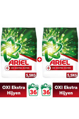 Ariel Oxi Extra Hijyen Aqua Pudra Beyazlar İçin 72 Yıkama Toz Deterjan 2x5.5 kg
