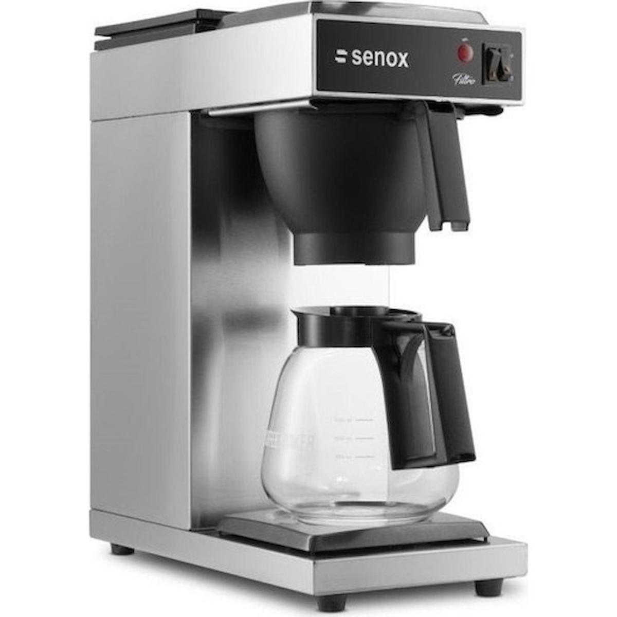 Senox Paslanmaz Çelik Filtreli Karaf 1.8 L Hazne Kapasiteli 15 Fincan 2400 W İnox Filtre Kahve Makinesi