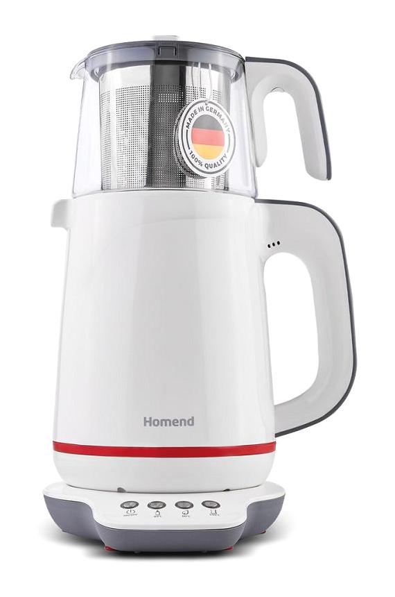 Homend 1721H Royaltea Konuşan Otomatik Cam Demlikli 1800 W Işıklı Plastik Gövdeli Krem Çay Makinesi