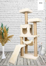 Nursoft Dikey Çok Katlı İç Mekan Ahşap Kedi Evi Beyaz