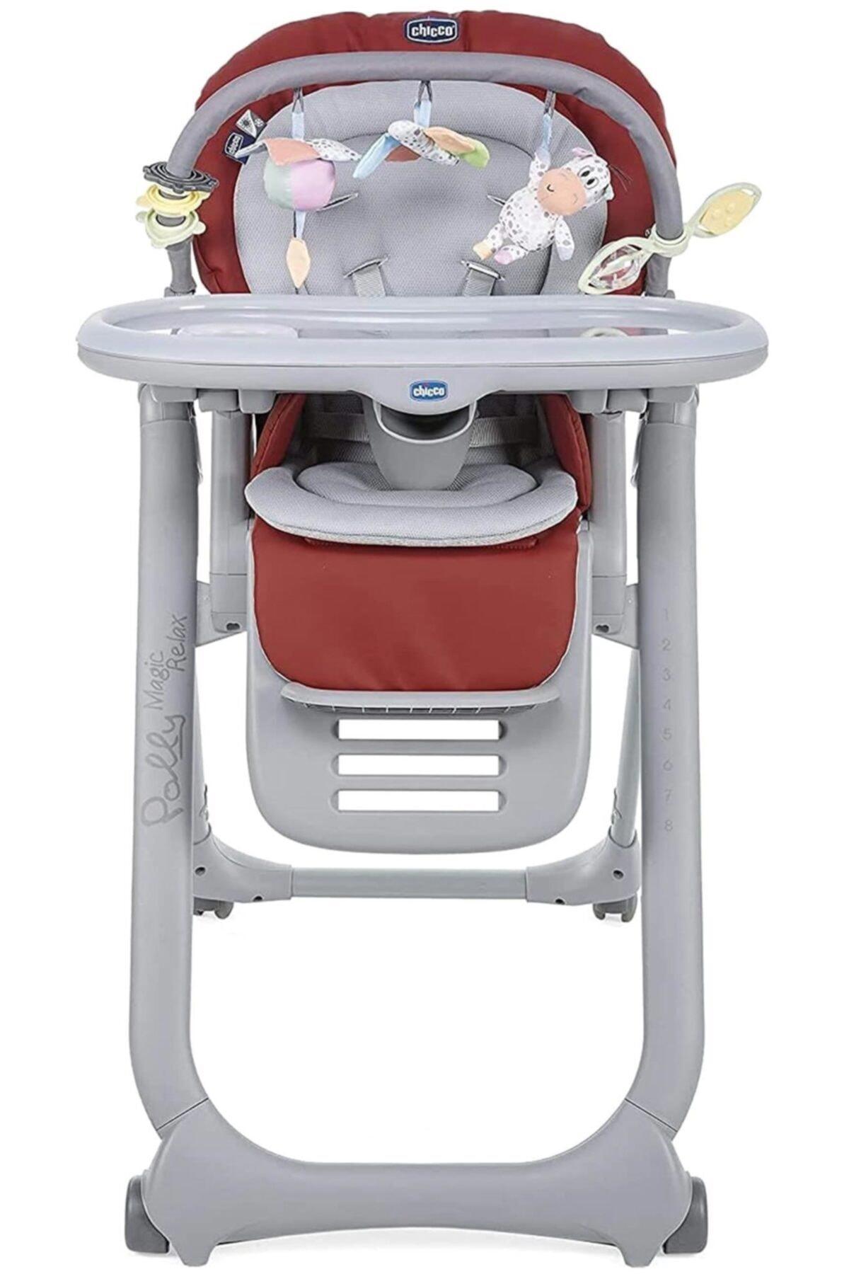 Chicco Polly Magic Relax Plastik Emniyet Kemeri 15 kg Kapasiteli Tekerlekli Tepsili Katlanır Mama Sandalyesi Kırmızı