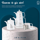 Desinia Otomatik Porselen Demlikli 1800 W Işıklı Porselen Beyaz Çay Makinesi