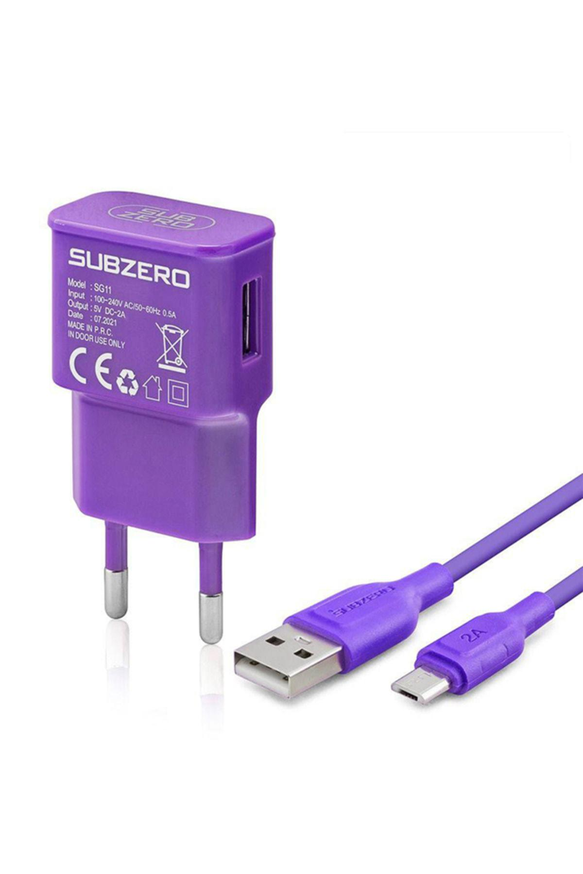 Subzero Sg11 Universal Micro USB Kablolu 2 Amper Hızlı Şarj Aleti Mor