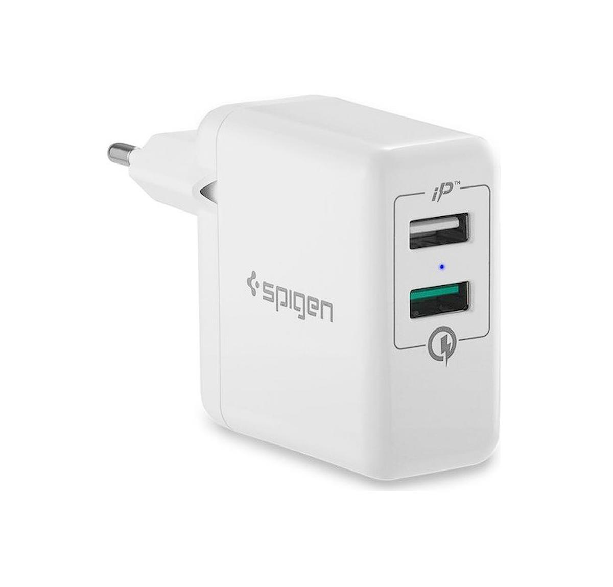 Spigen F207 Universal USB Kablolu Hızlı Şarj Aleti Beyaz