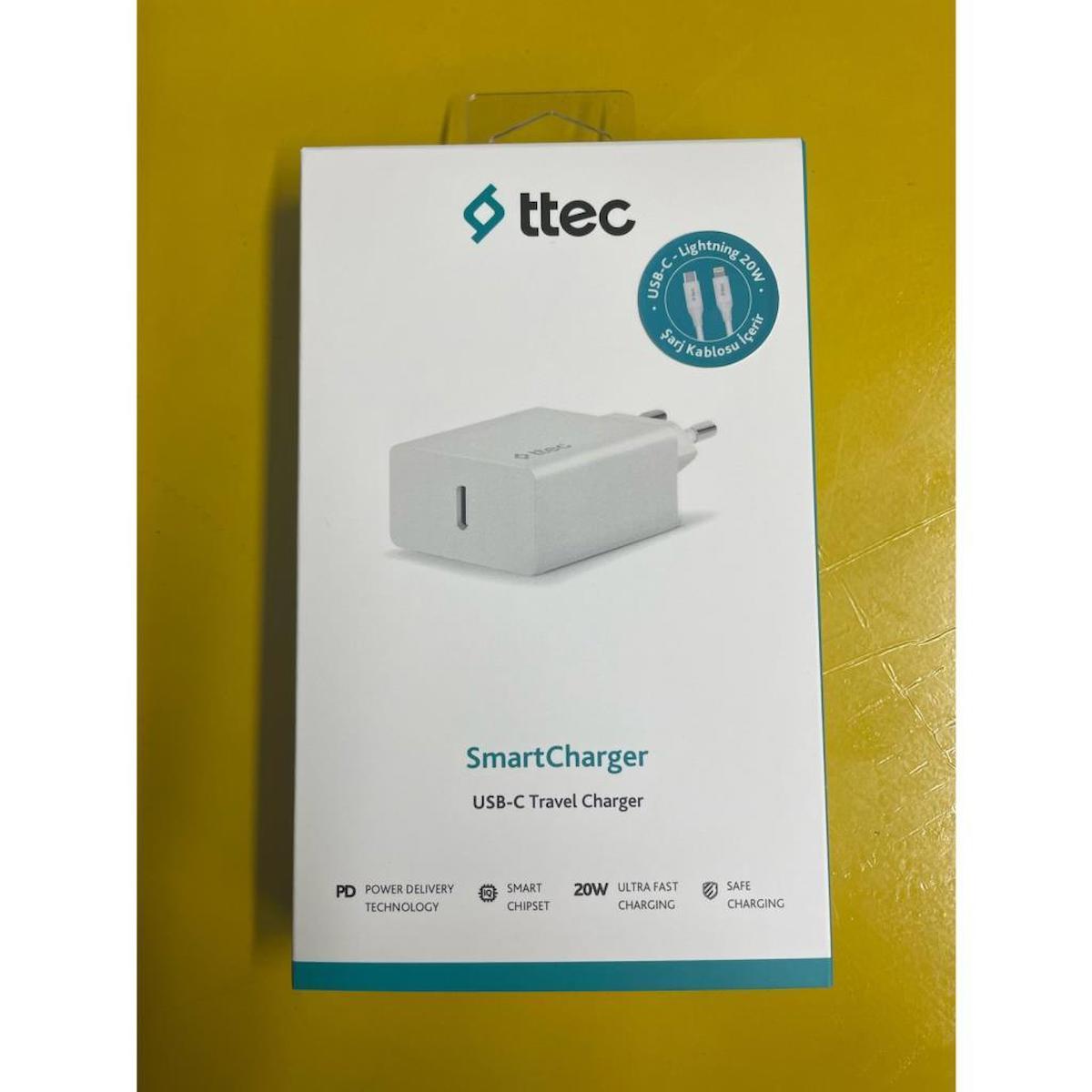 Ttec 2SCS22BL iPhone Lightning Kablolu 20 W Hızlı Şarj Aleti Beyaz