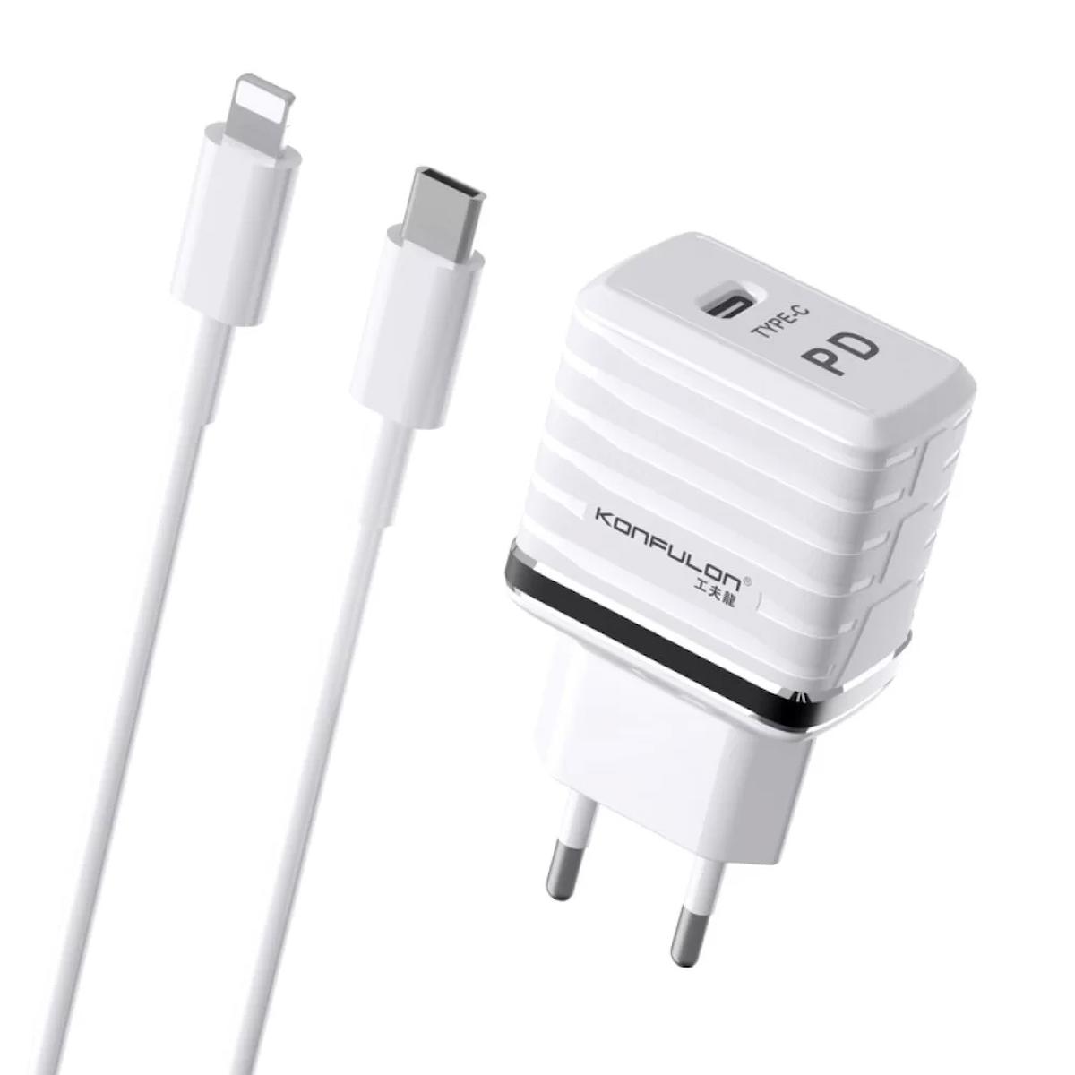 Konfulon C32D iPhone Lightning Kablolu 20 W Hızlı Şarj Aleti Beyaz