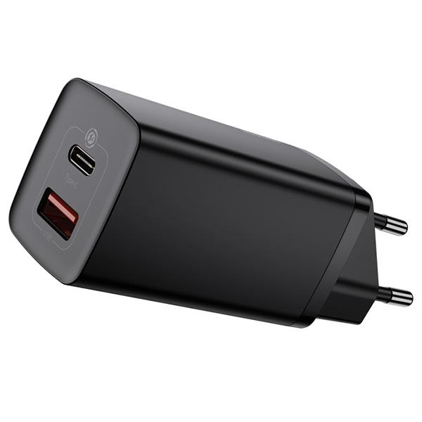 Baseus GaN2 Universal USB Kablolu 65 W Hızlı Şarj Aleti Siyah