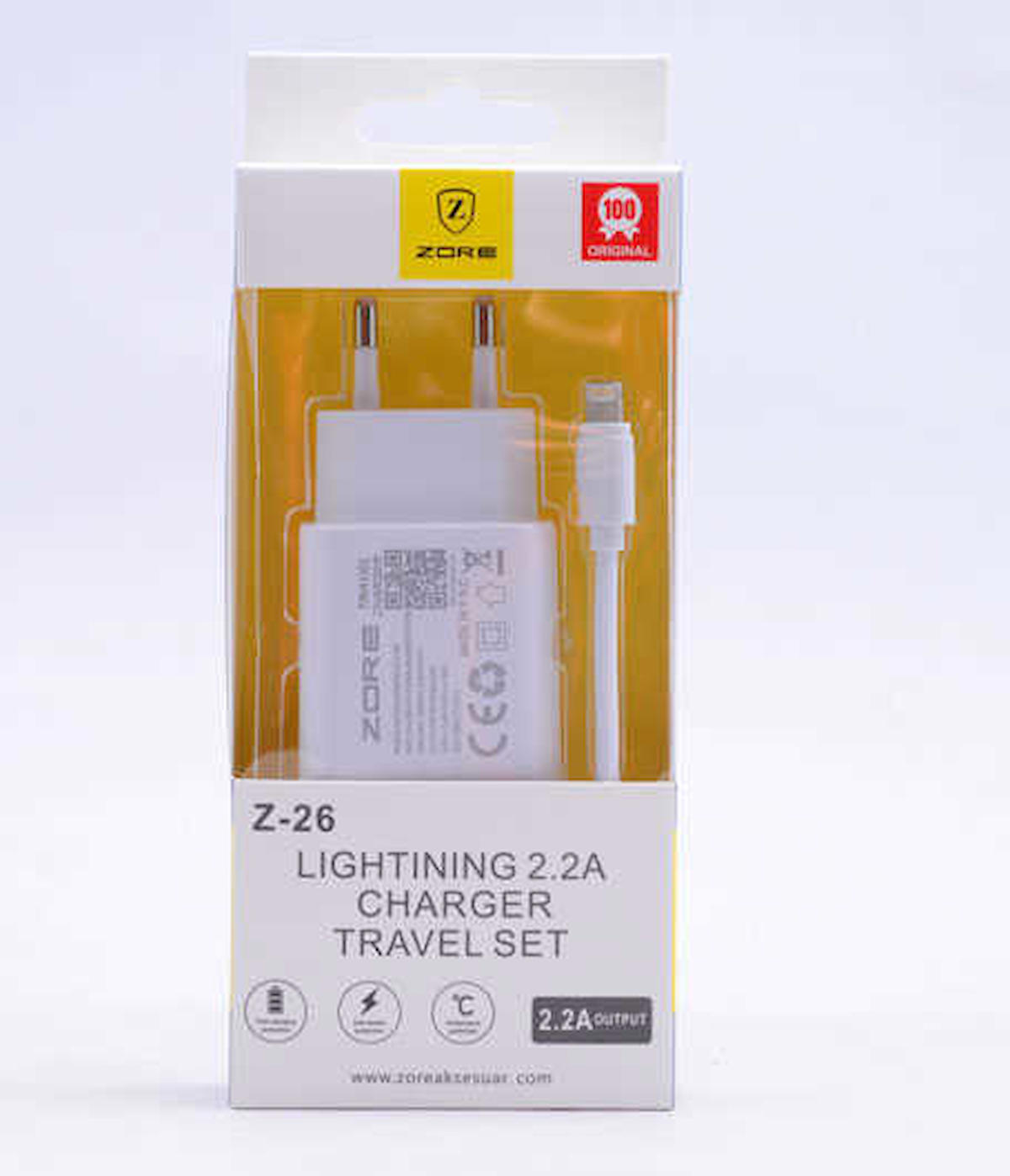Zore Z-26 iPhone Lightning Kablolu Hızlı Şarj Aleti Beyaz