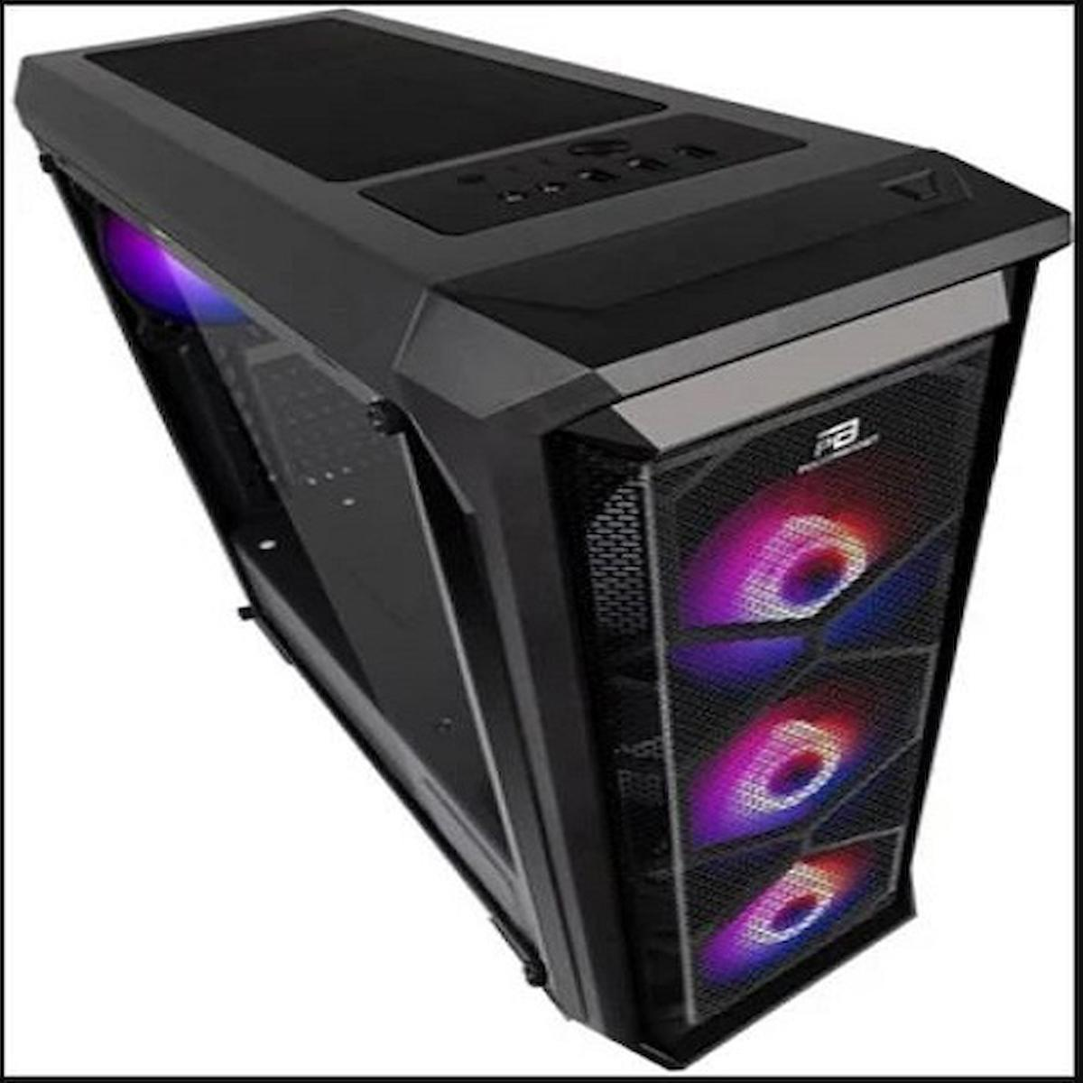 Power Boost VK-P15B RGB Mesh 4 Fanlı Siyah Dikey Kullanım ATX Oyuncu Bilgisayar Kasası