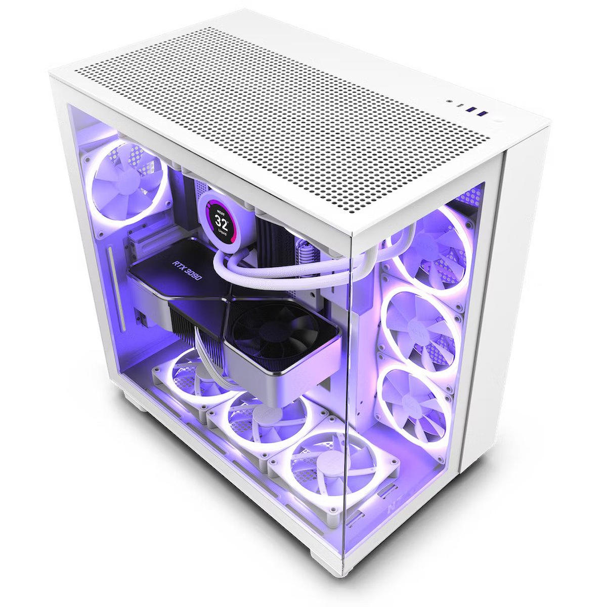 Nzxt H Series H9 Flow CM-H91FW-01 RGB 4 Fanlı Beyaz Dikey Kullanım ATX Oyuncu Bilgisayar Kasası