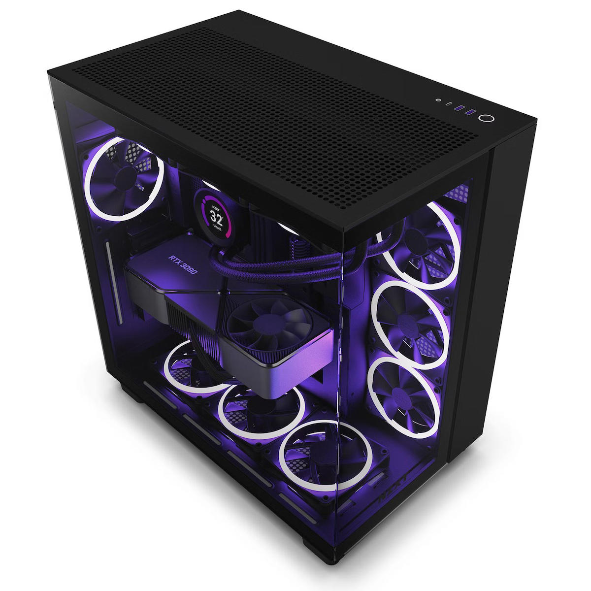 Nzxt H Series H9 Flow CM-H91FB-01 RGB 4 Fanlı Siyah Dikey Kullanım ATX Oyuncu Bilgisayar Kasası