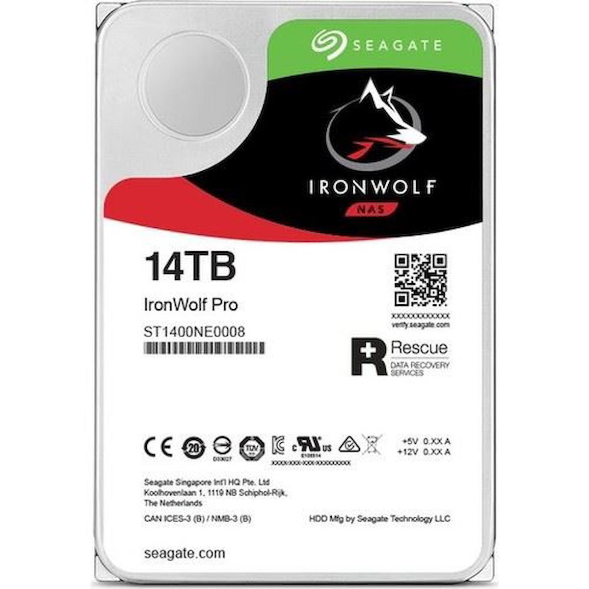 Seagate Ironwolf Pro New ST14000NT001 14 TB 3.5 inç 7200 RPM 256 MB SATA 3.0 Nas Harddisk