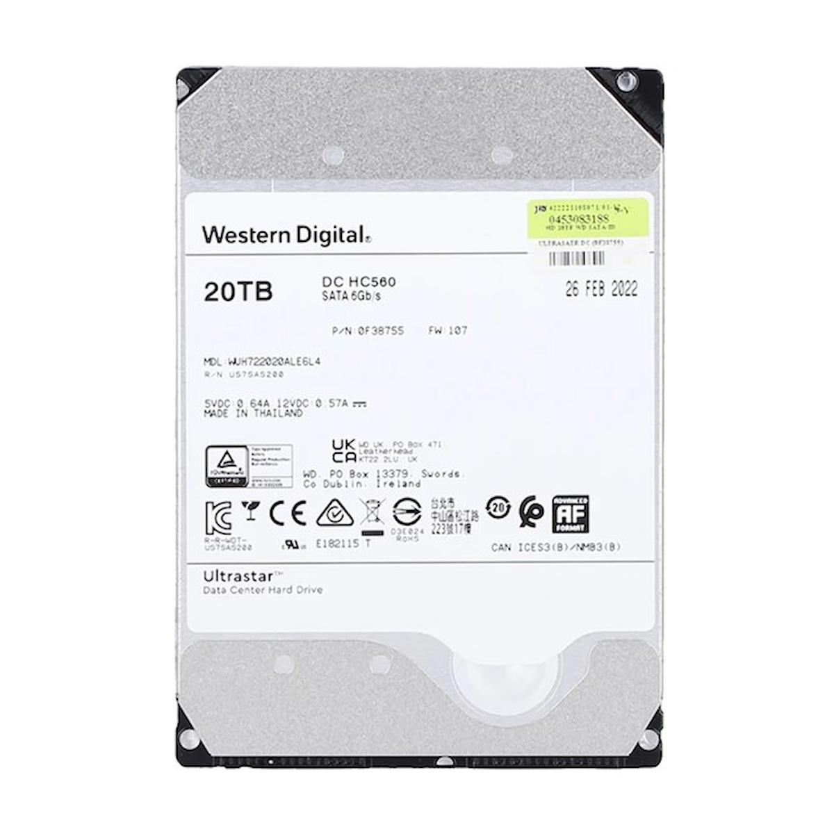 Western Digital Ultrastar 0F38785 20 TB 3.5 inç 512 MB PC Harddisk