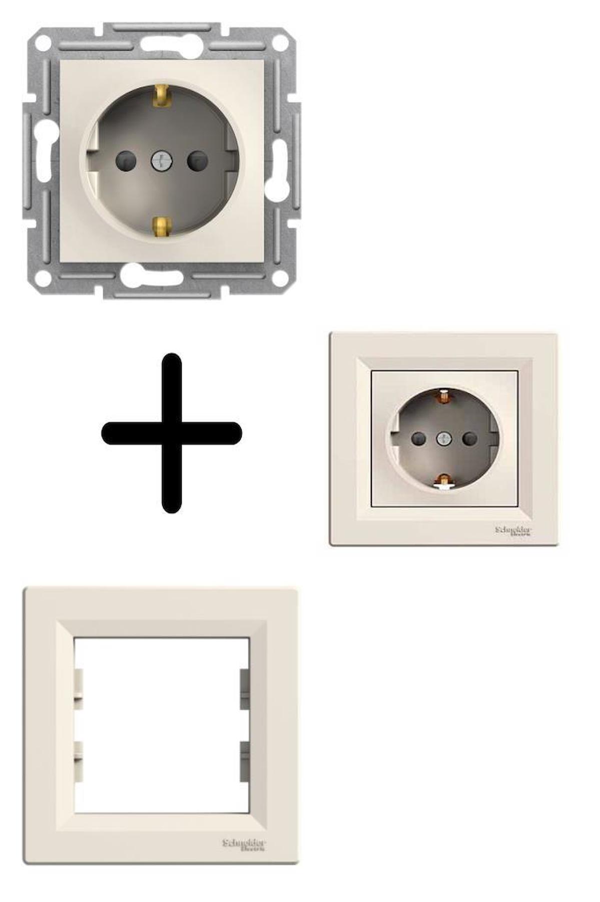 Schneider Asfora Çerçeveli Topraklı İç Mekan Tekli Elektrik Prizi Beyaz