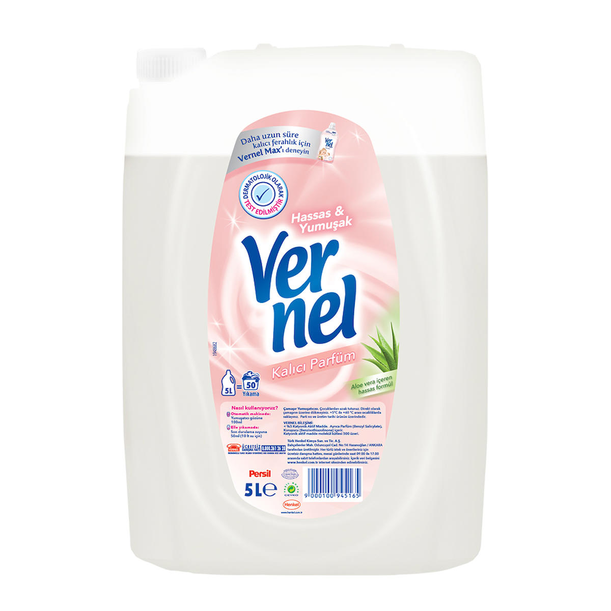 Vernel Sensitive Aleo Vera 50 Yıkama Yumuşatıcı 4 x 5 lt