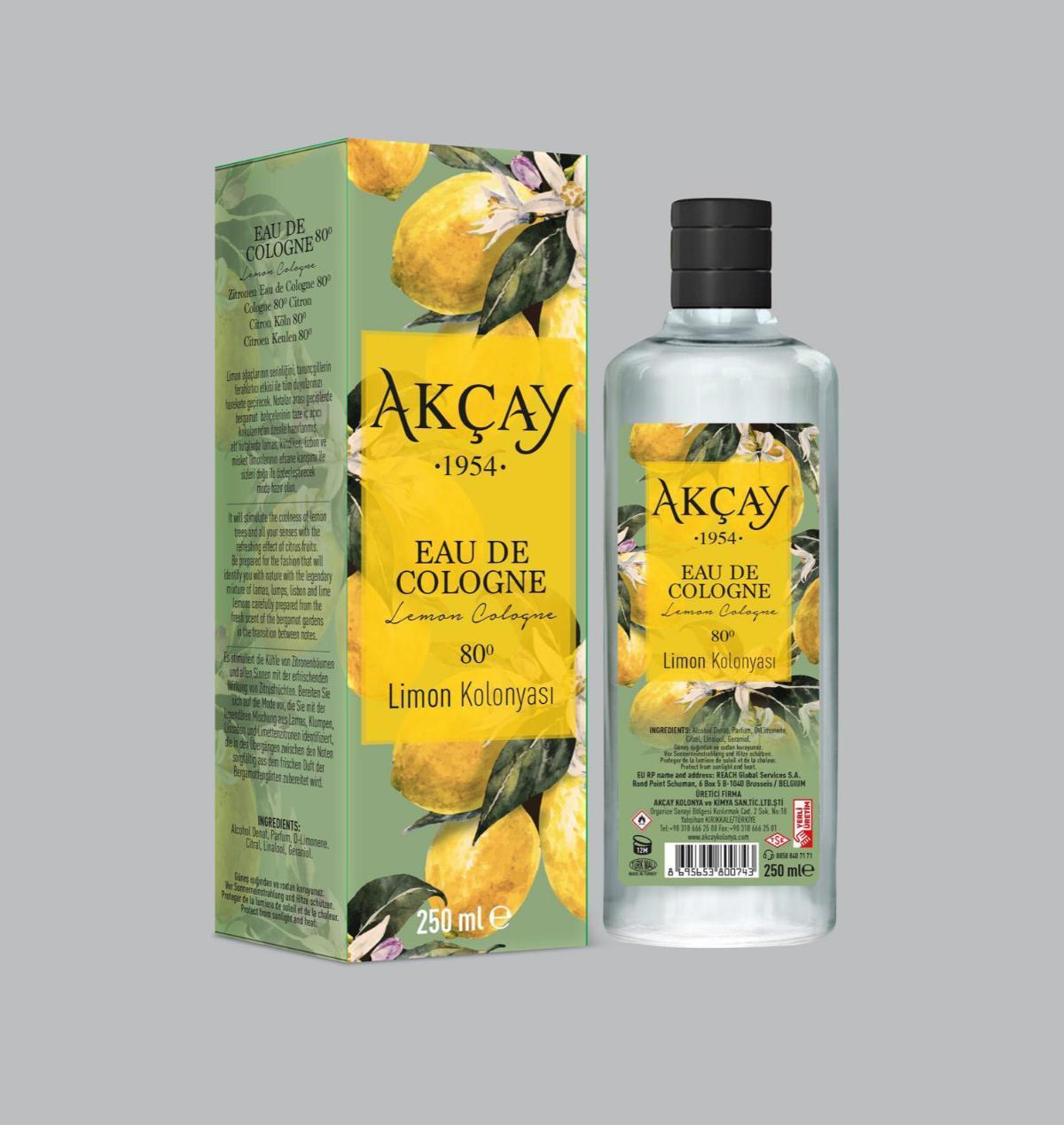 Akçay Limon Cam Şişe Kolonya 250 ml