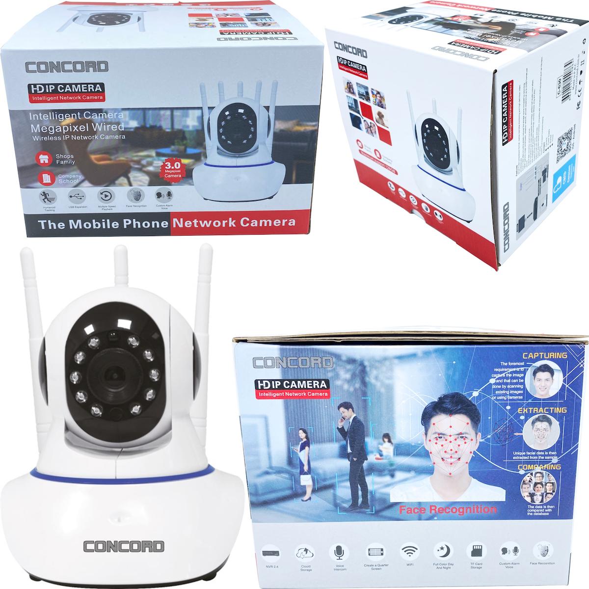 Concord C-630 Ethernet Mini 1 Kameralı 360 Derece Dönen Gece Görüşlü IP İç Dış Mekan Kablosuz Güvenlik Kamerası