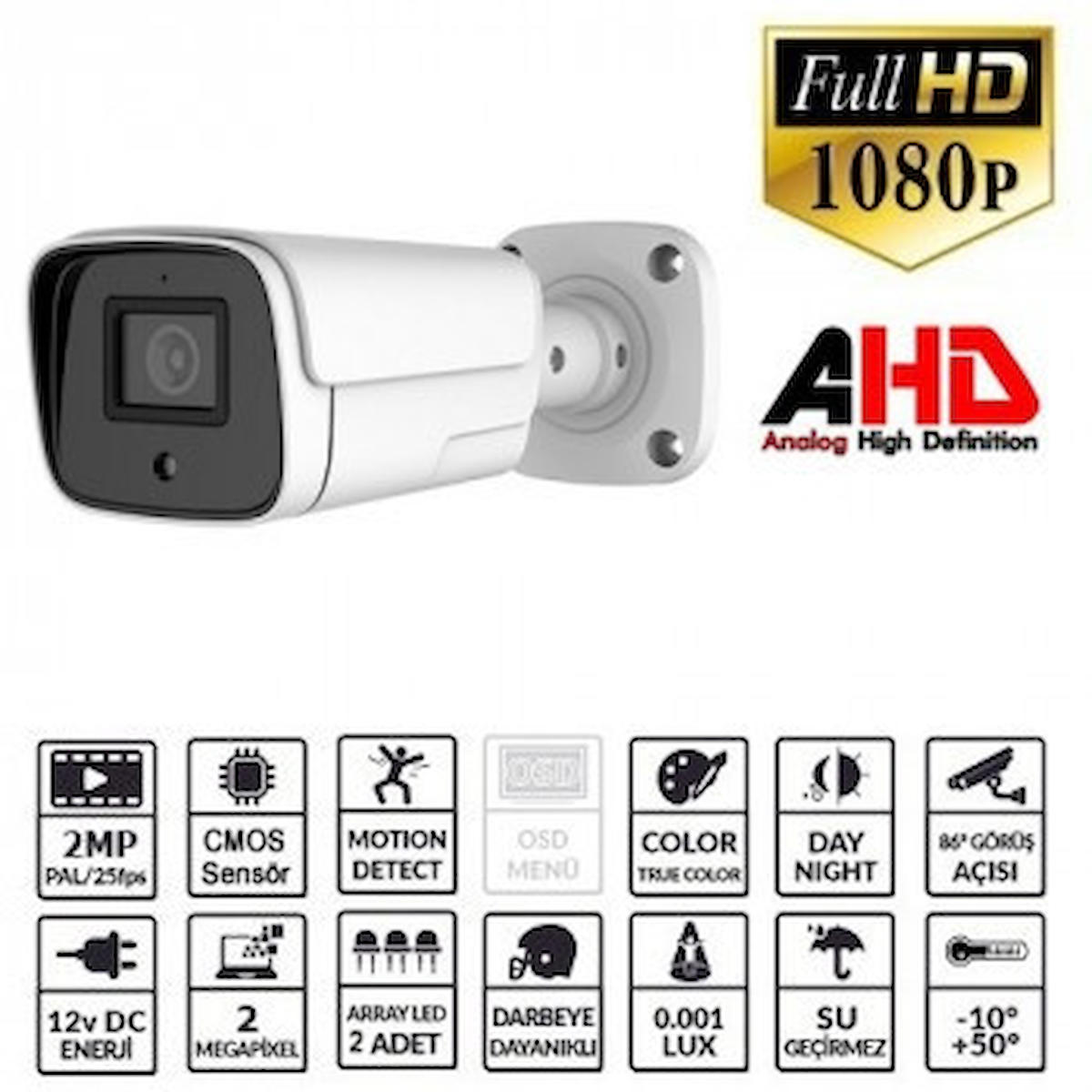 Ezcool EZ-2040 Analog 1 Kameralı Gece Görüşlü İç Dış Mekan Kablolu Güvenlik Kamerası