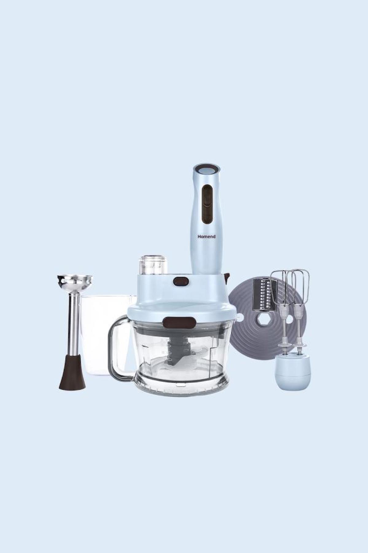 Homend Vintage Functional 2835H 500 ml Turbolu Çift Bıçaklı Blender Seti Mavi