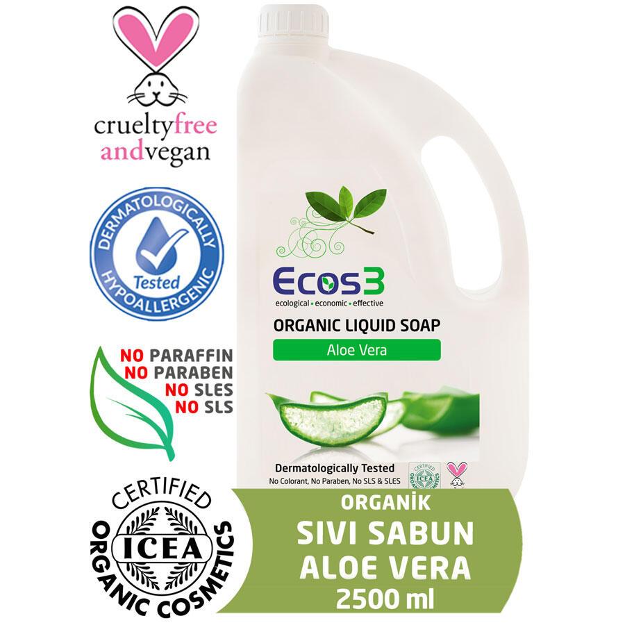 Ecos3 Aloe Vera Nemlendiricili Organik Sıvı Sabun 2.5 lt Tekli