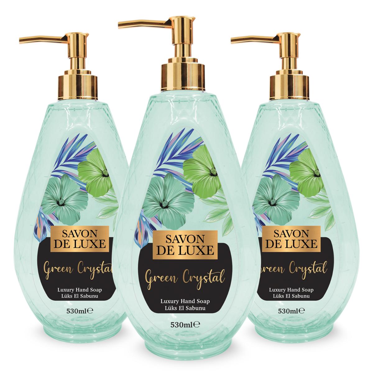 Savon De Luxe Crystal Line Luxury Green Nemlendiricili Sıvı Sabun 3 x 530 ml 3'lü
