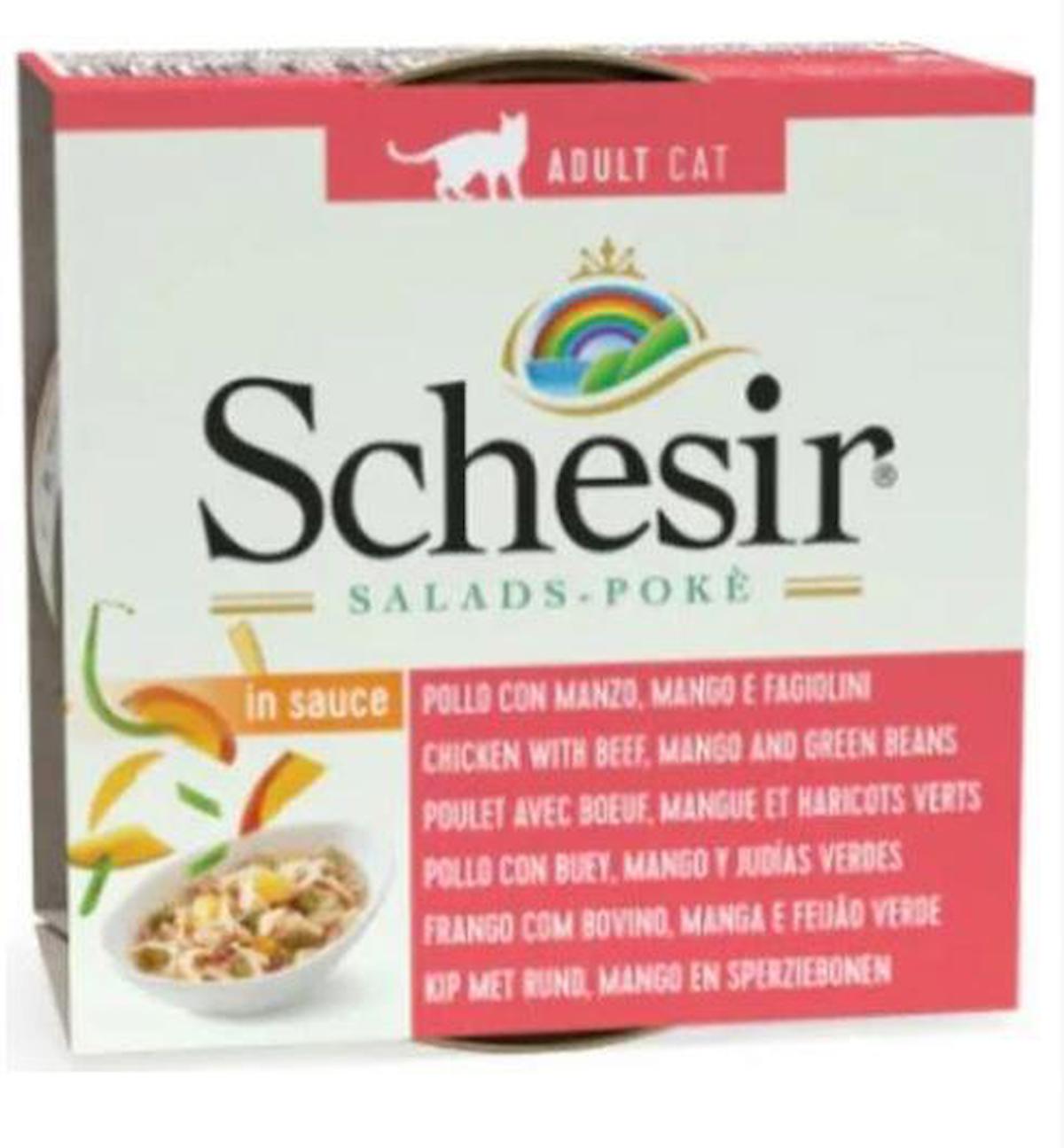 Schesir Salads Poke Tavuklu ve Sığır Etli Yetişkin Yaş Kedi Maması 85 gr