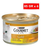 Purina Gold Ciğerli ve Tavuklu Parça Etli Soslu Yetişkin Yaş Kedi Maması 6x85 gr