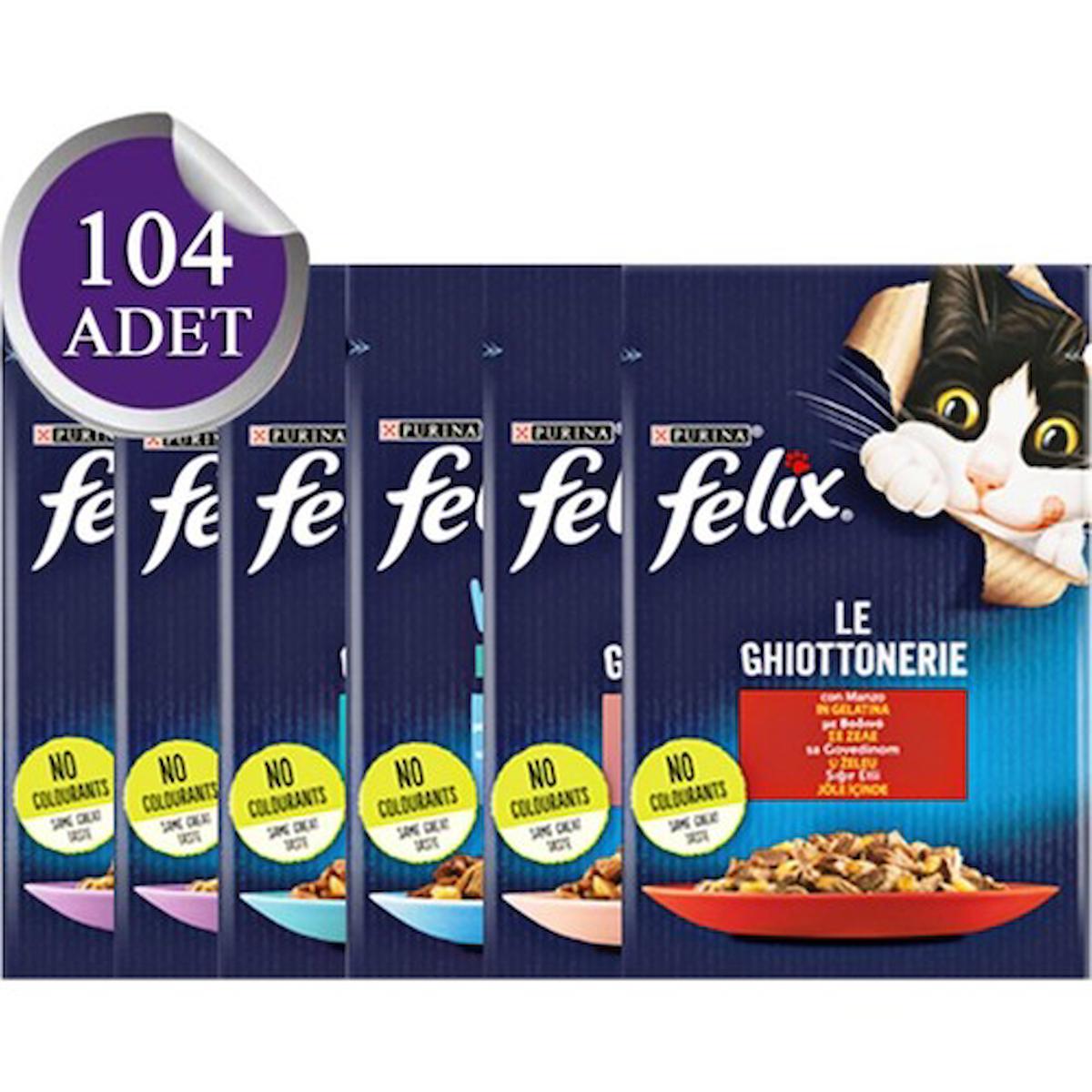 Felix Le Ghiottoneire Karışık Yetişkin Yaş Kedi Maması 104x85 gr