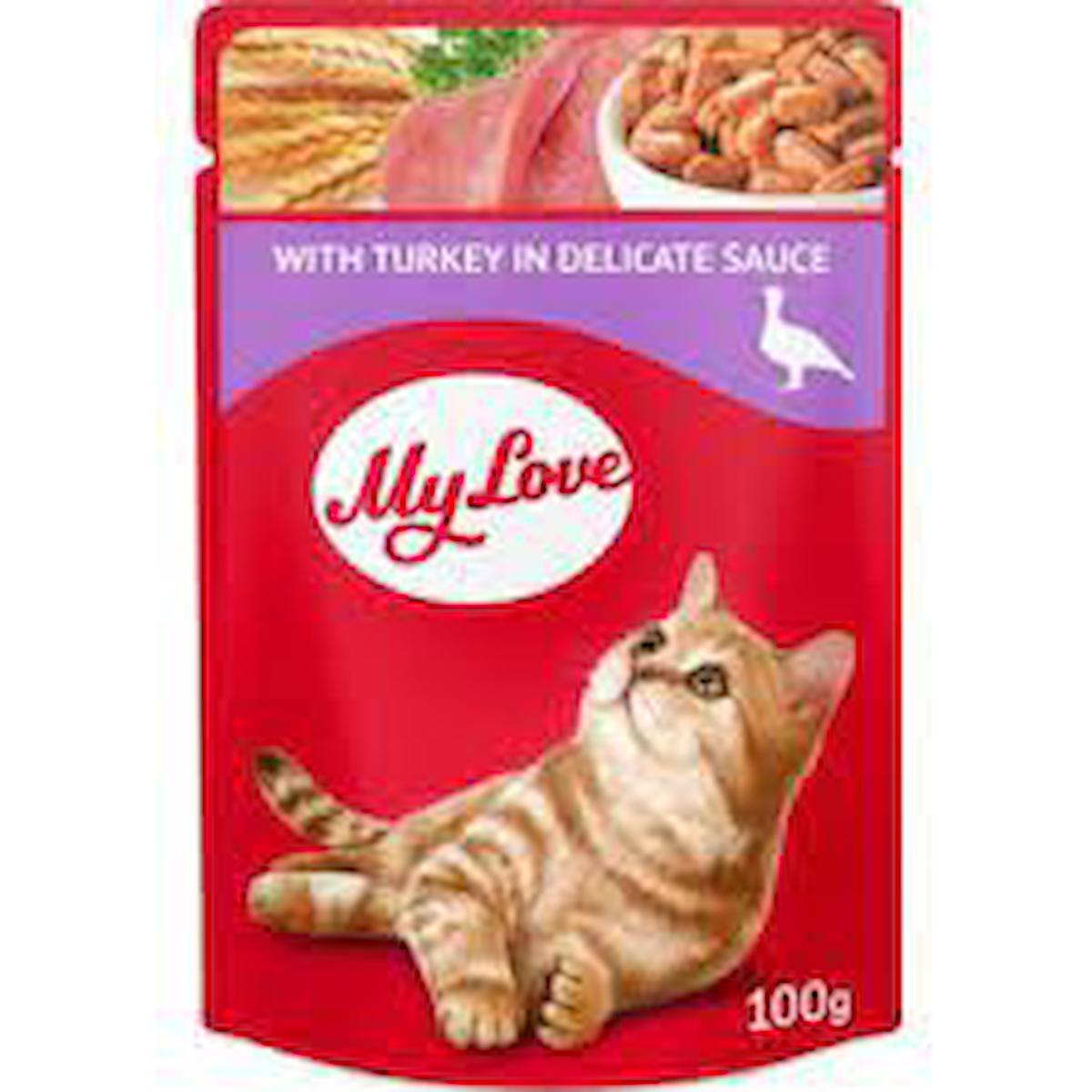 My Love With Turkey In Delicate Sauce Hindi Etli Soslu Yetişkin Yaş Kedi Maması 100 gr