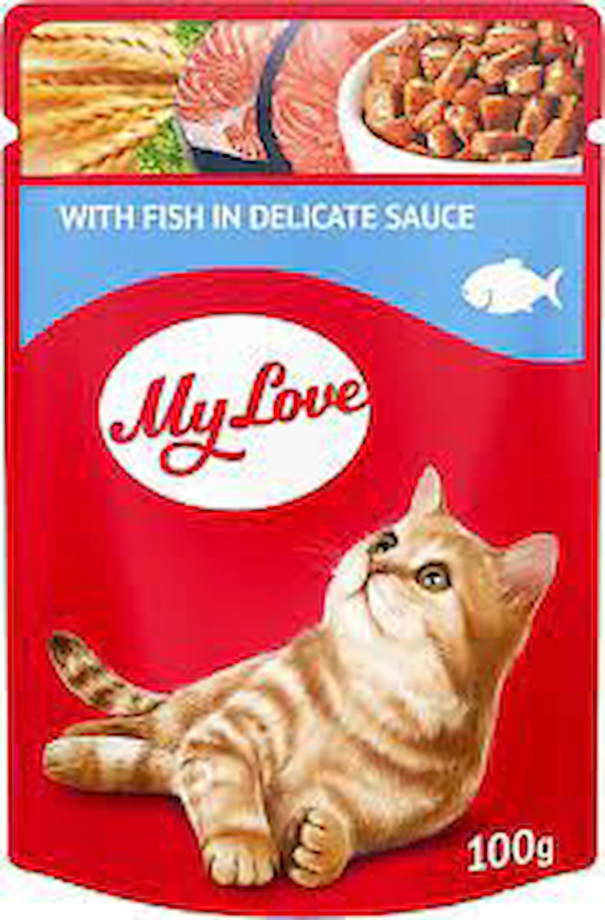 My Love With Fish In Delicate Sauce Balıklı Soslu Yetişkin Yaş Kedi Maması 100 gr