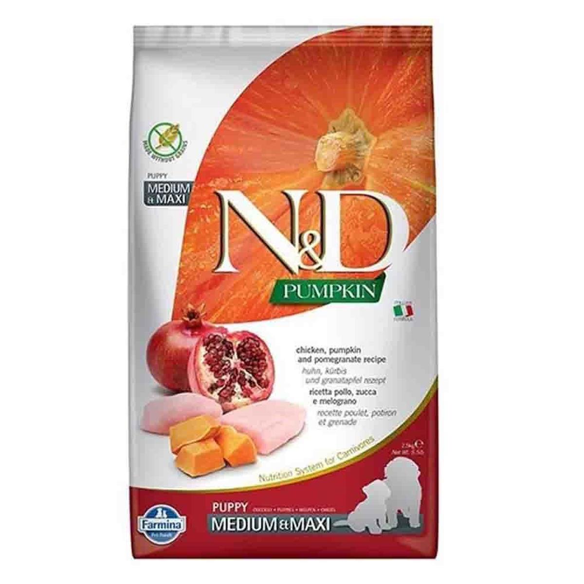 N&D Pumpkin Narlı ve Tavuklu Büyük ve Orta Irk Yavru Kuru Köpek Maması 2.5 kg